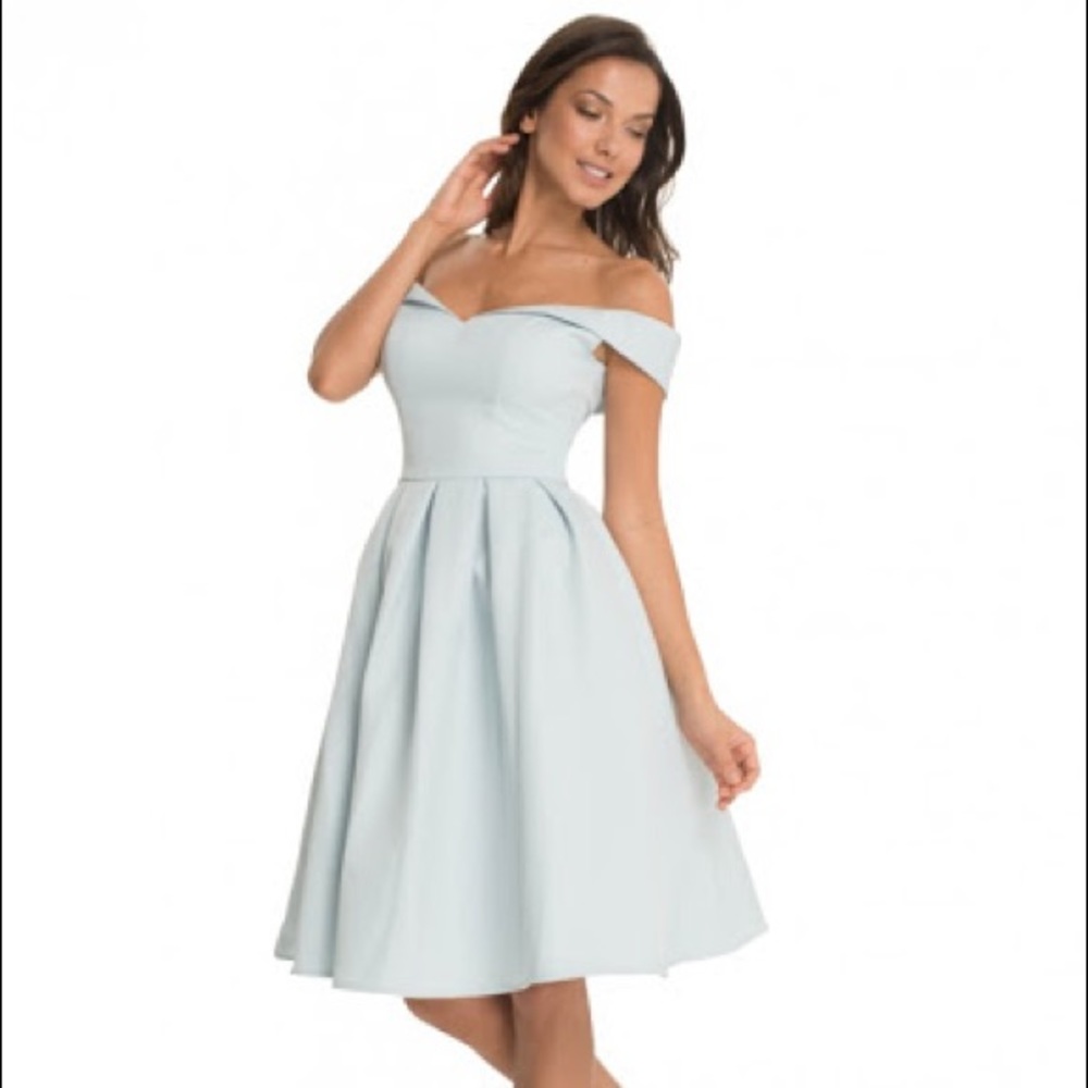 Fit and flare off the shoulder dress with pockets